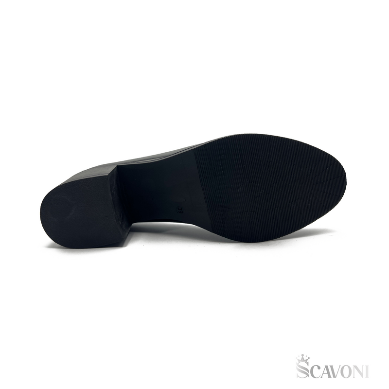 Escarpin demi talon en cuir démasquable noir réf 21377