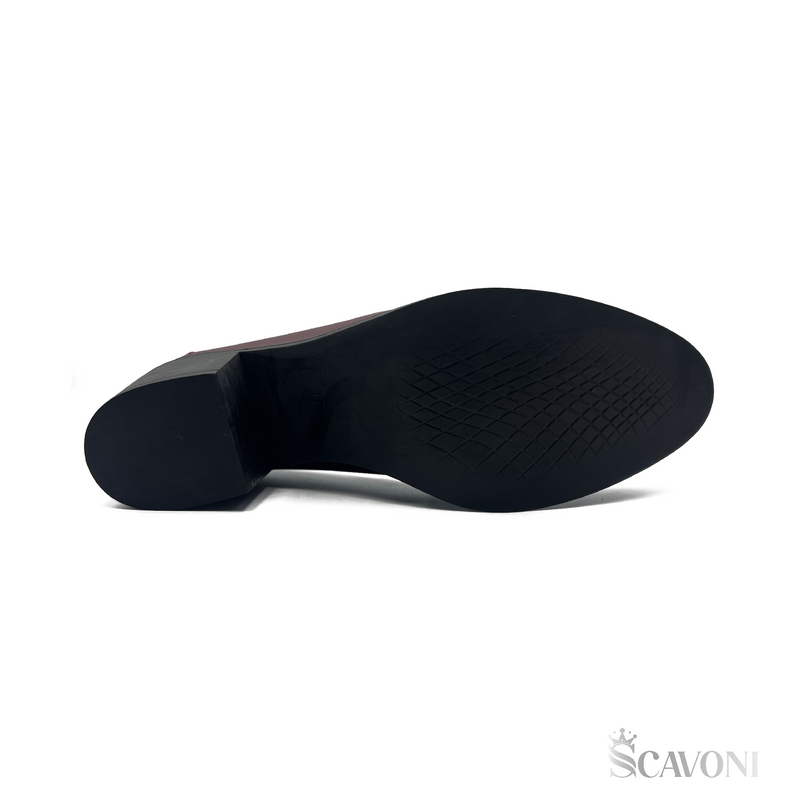 Escarpin demi talon en cuir bordeau réf 21378