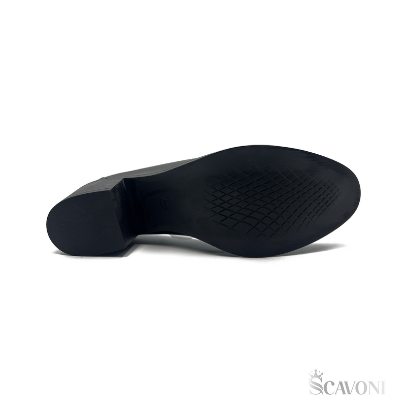 Escarpin demi talon en cuir noir réf 21378