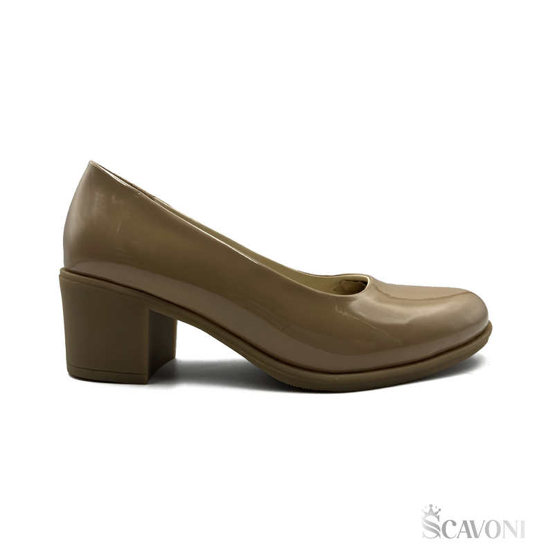 Escarpin demi talon en cuir démasquable sablé réf 21377