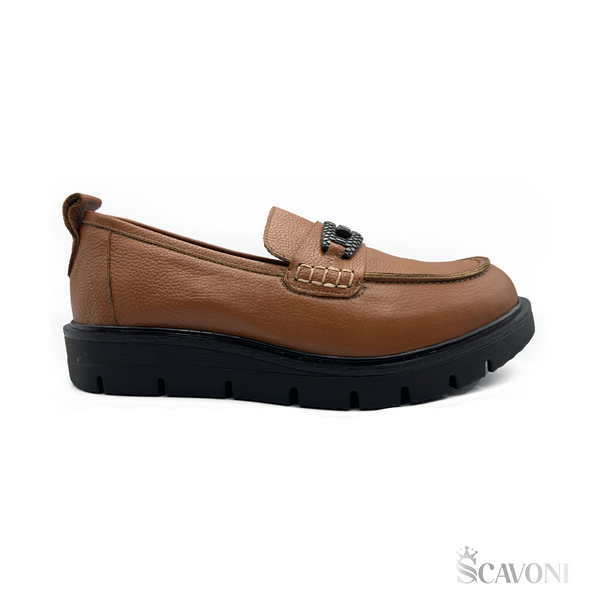 Mocassin en cuir camelle 013