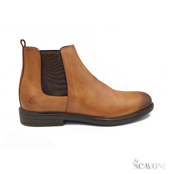 Chelsea boots en cuir camelle réf 6040 pf