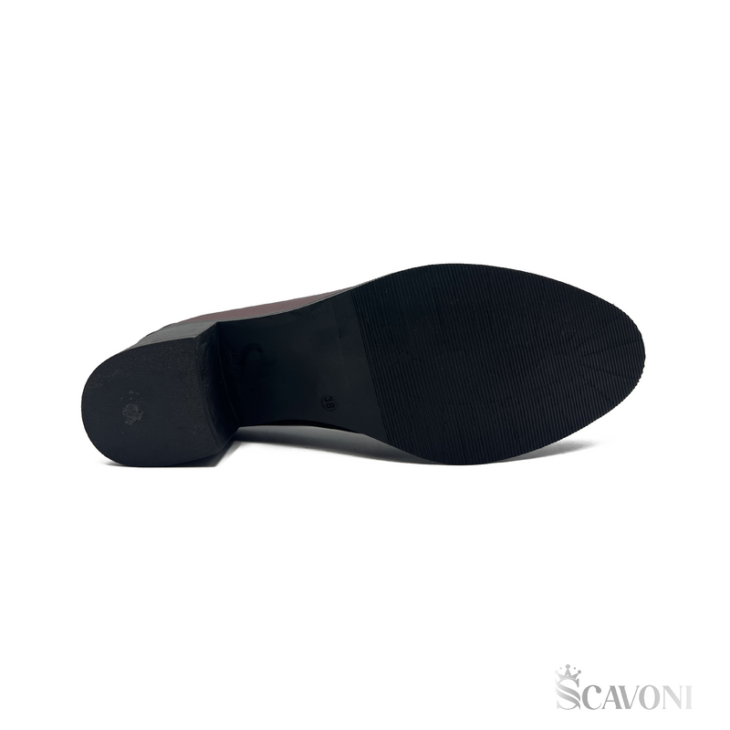 Escarpin demi talon en cuir bordeau réf 21357