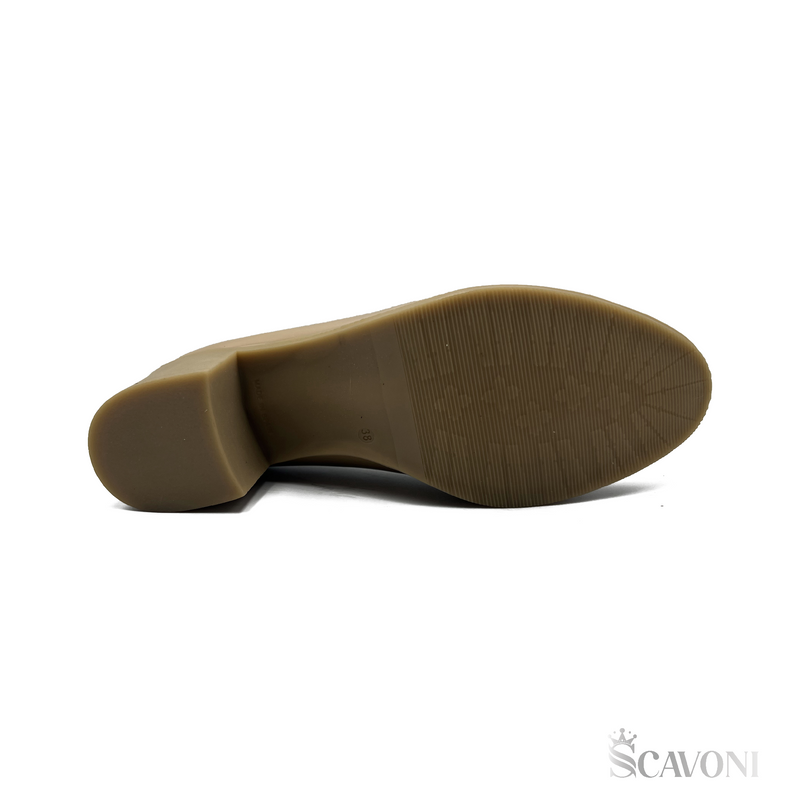 Escarpin demi talon en cuir démasquable sablé réf 21377