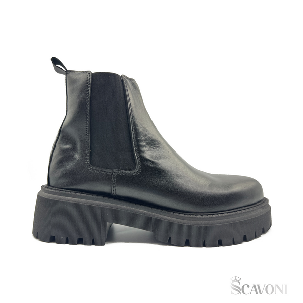 Chelsea boots en cuir noir réf 6041