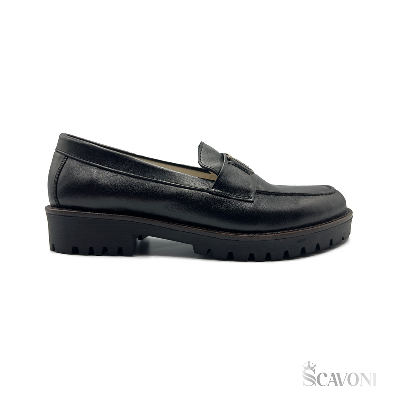 Mocassin en cuir noir réf 333