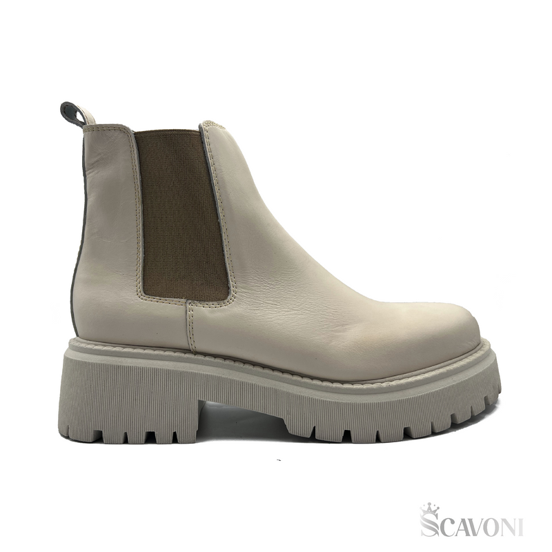 Chelsea boots en cuir beige réf 6040