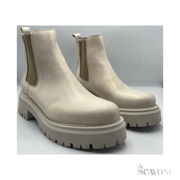 Chelsea boots en cuir beige réf 6040