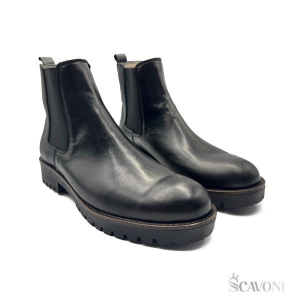 Chelsea boots en cuir noir réf 6040_b