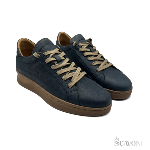 Baskets en nubuck bleu réf 758b