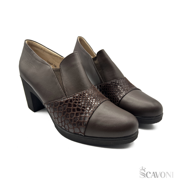 Escarpin en cuir marron réf 22447