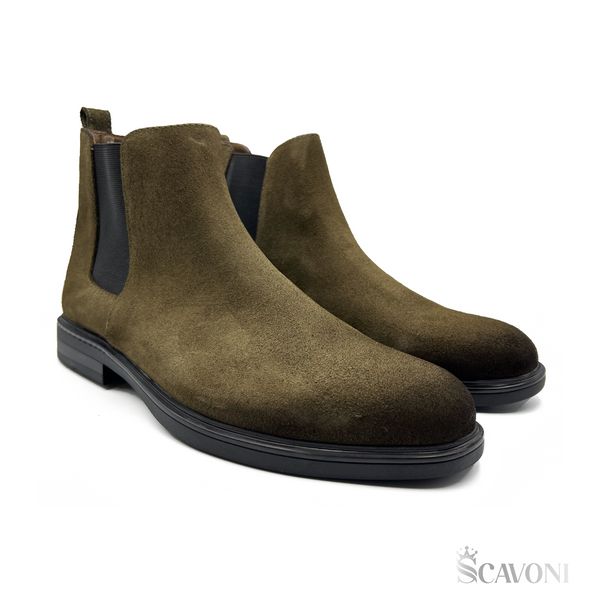 Chelsea Boots en daim Kaki Réf 6040