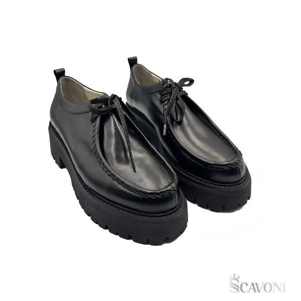 Mocassin en cuir noir réf 337