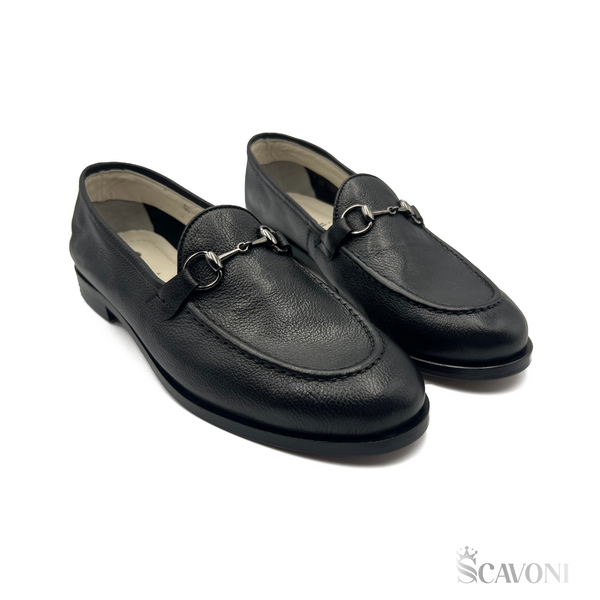 Mocassin en cuir noir réf 130