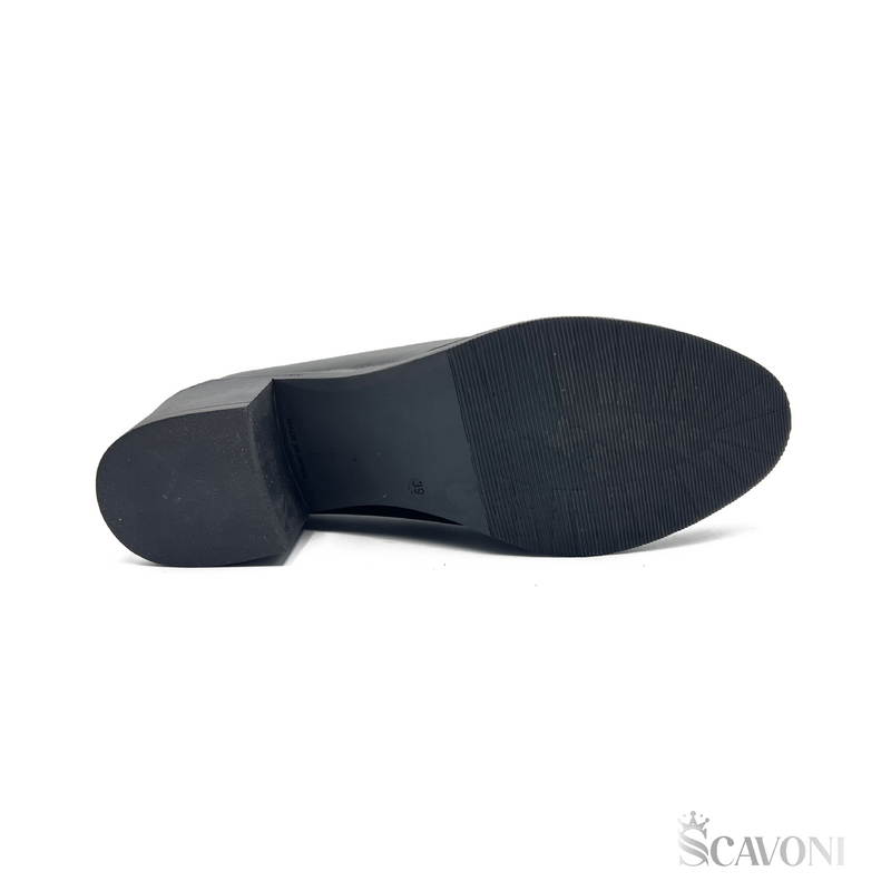 Escarpin demi talon en cuir noir réf 21357