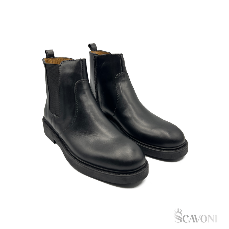 Chelsea boots en cuir noir réf 6007