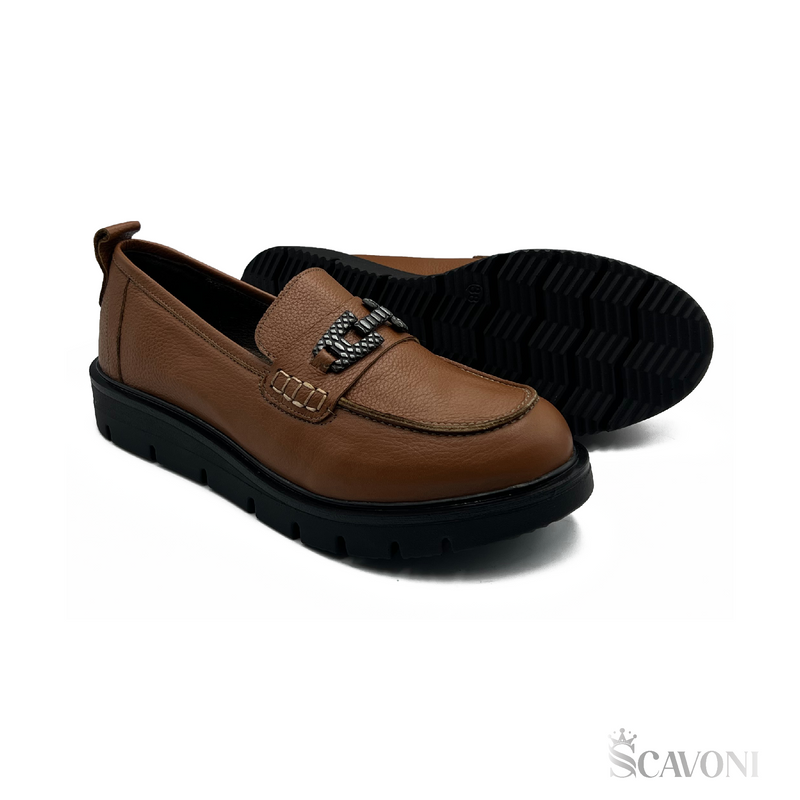 Mocassin en cuir camelle 013