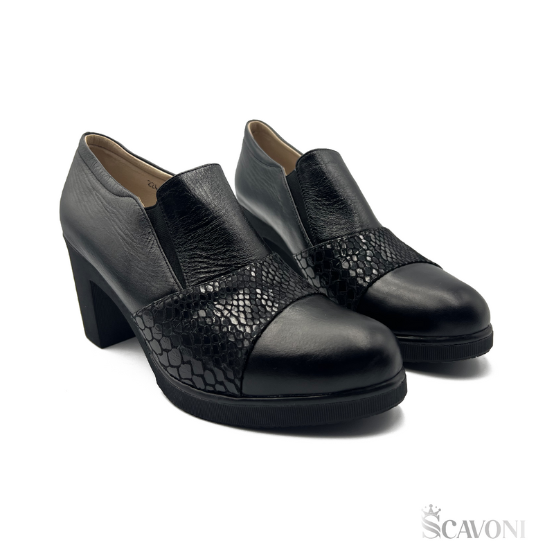 Escarpin en cuir noir réf 22447