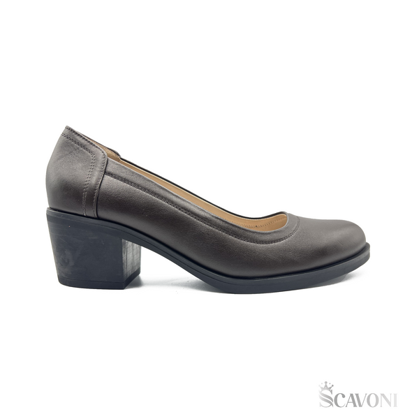 Escarpin demi talon en cuir marron réf 130