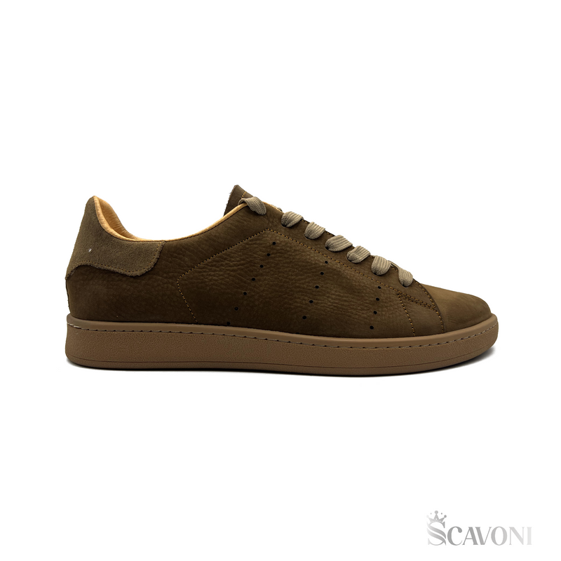 Baskets en nubuck kaki réf 738