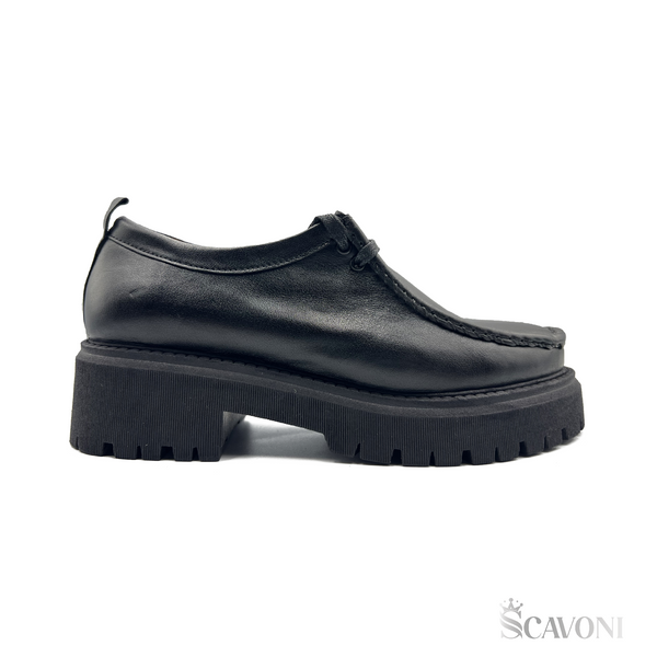 Mocassin en cuir noir réf 337b