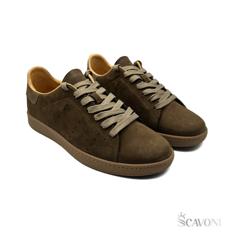 Baskets en nubuck kaki réf 738