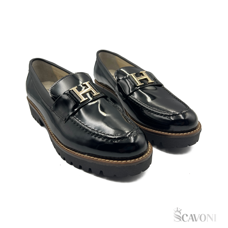 Mocassin en cuir démasquable noir réf 333