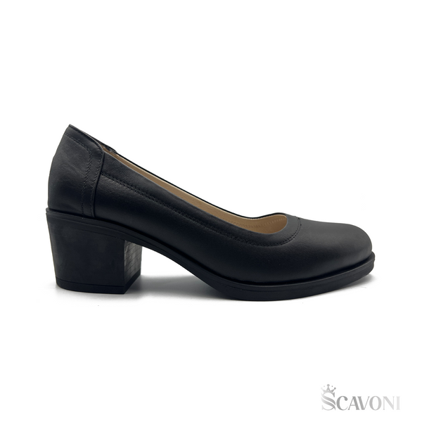 Escarpin demi talon en cuir noir réf 130