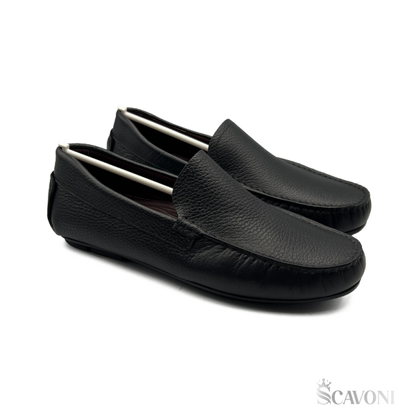 Mocassin en cuir noir réf 005