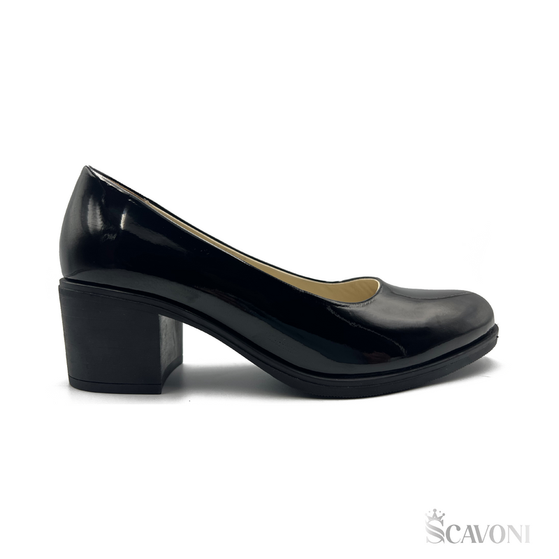 Escarpin demi talon en cuir camelle réf 21377