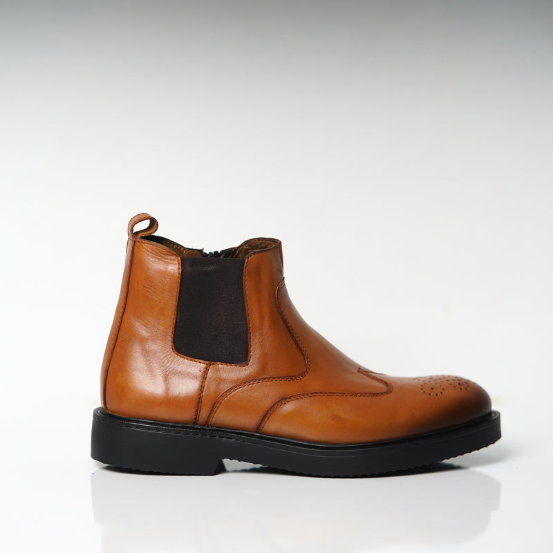 Réf 2004 Chelsea boots en cuir tabac