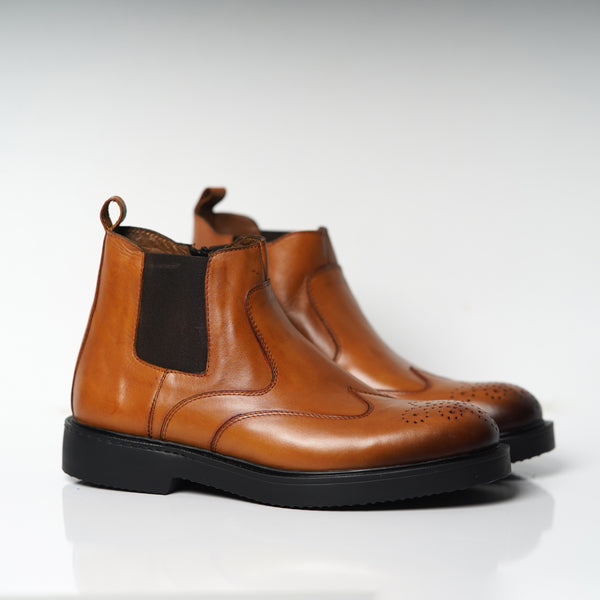 Réf 2004 Chelsea boots en cuir tabac