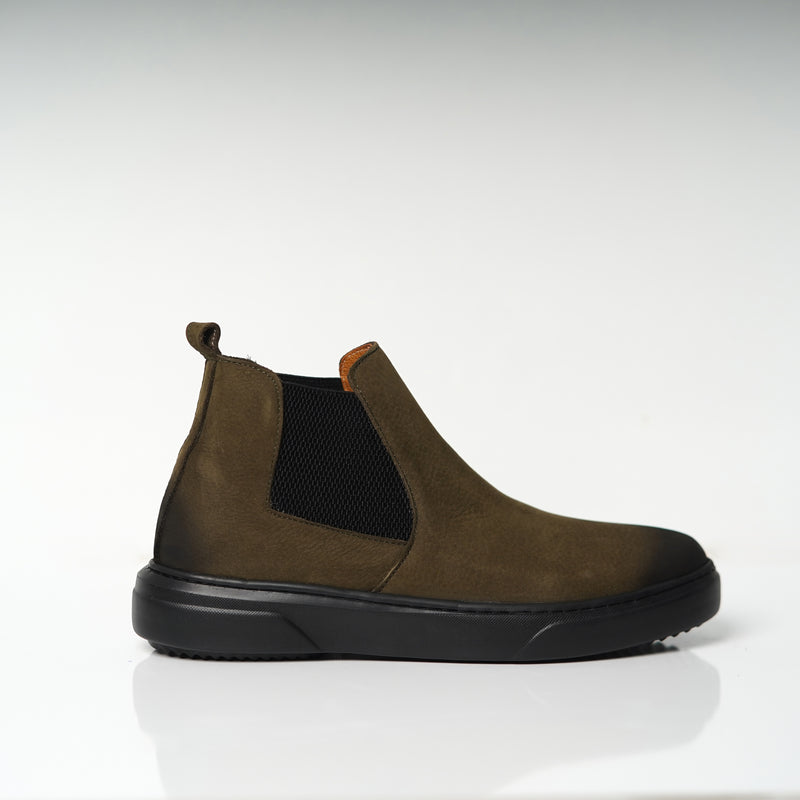 Réf 1115 Chelsea boots en nubuck vert