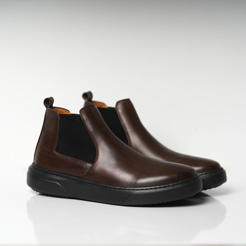 Réf 1115 Chelsea boots en cuir marron