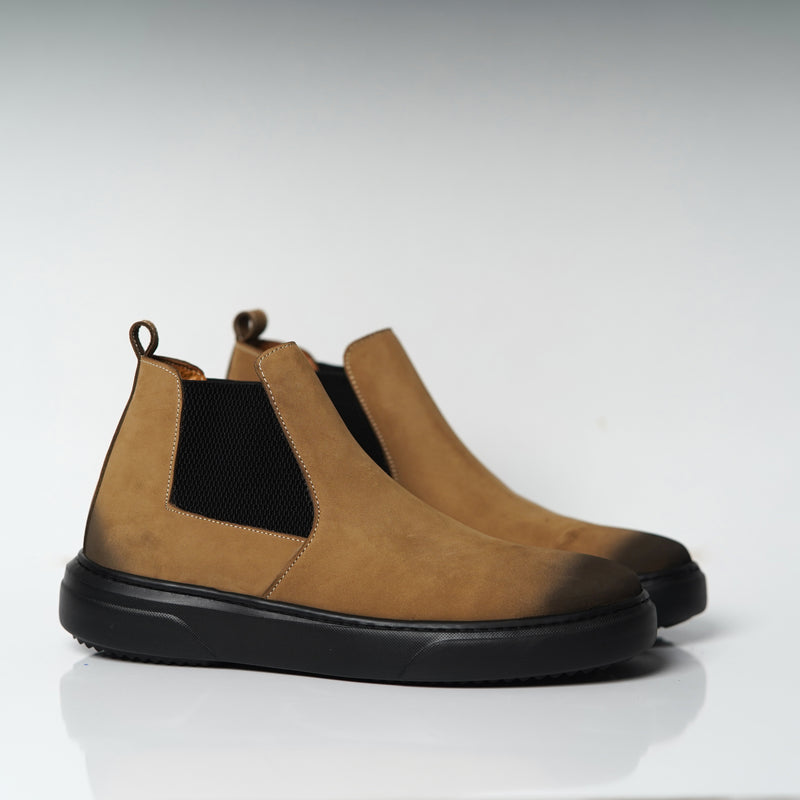 Réf 1115 Chelsea boots en nubuck beige