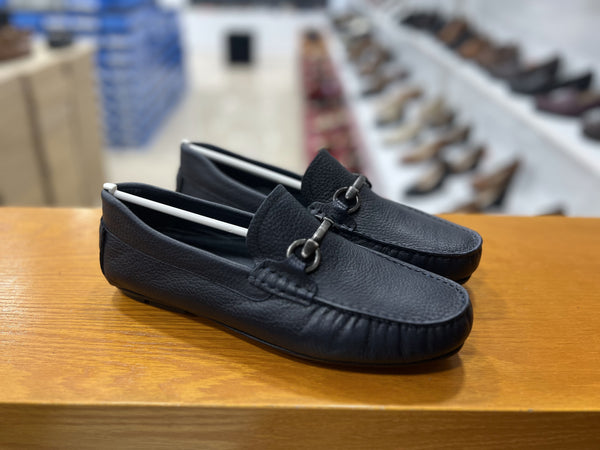 Mocassin en cuir bleu-marine réf 003